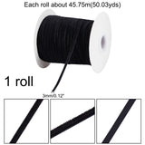 Polyester Cord, Velvet Coverd, for Bowknot, Gift Decoration, Black, 3x0.5mm, about 50.03 Yards(45.75m)/Roll