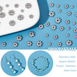 304 Stainless Steel Spacer Beads, Flower, Stainless Steel Color, 3~6x1~1.5mm, Hole: 1~1.4mm, 20pcs/style, 4 styles, 80pcs