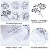 Bohemia Style Water Soluble Fabric, Wash Away Embroidery Stabilizer, Flower, 300x212x0.1mm, 2 sheets/bag
