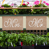 Mr and Mrs Burlap Chair Banners, Bride & Groom Chair Signs for Wedding Decorations, Engagement Party Supplies, Tan, 1350~1370mm, 2pcs/set