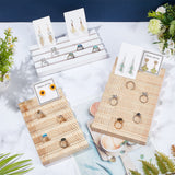 7-Slot Rectangle Wood Jewelry Slotted Display Stands, Wooden Jewelry Organizer Holder for Rings, Earring Display Cards and Photo, Home Decorations, Navajo White, 14x23x2cm, Groove: 0.9cm