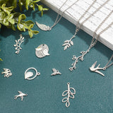 Tibetan Style Alloy Pendants & Links, Lead Free & Cadmium Free, Bird & Leaf & Branch, Antique Silver, 108pcs/box