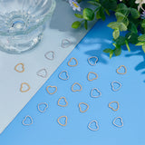 40Pcs 2 Style 304 Stainless Steel Linking Ring, Heart, Golden & Stainless Steel Color, 10.5x11.5x0.8mm, 20pcs/style