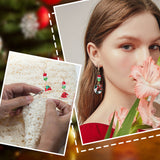 Christmas Theme Alloy Enamel Rhinestone Pendant Locking Stitch Markers, with Transparent Glass Beads, 304 Stainless Steel Leverback Earring Stitch Marker, Hat/Bell/Snowflake, Golden, 4.7~5.3cm, 10 style, 2pcs/style, 20pcs/set