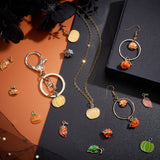 Autumn Theme 60Pcs 10 Style Alloy Enamel Pendants, Light Gold, Leaf & Pumpkin, Mixed Color, 12~20x10~16x2~10mm, Hole: 1.5~2mm, 6pcs/style