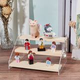 3-Layer Acrylic Model Toy Assembled Holders, with Iron Screws and Wood Pedestal, PVC Adhesive Tape or Dot Stickers(Send One of These Randomly), Wheat, Finished Product: 20x16.1x11.5cm