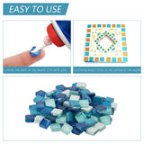 Glass Cabochons, Mosaic Tiles, with Glitter Powder, for Home Decoration or DIY Crafts, Square, Blue, 10x10x4.5mm, about 220pcs/box