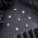 8Pcs 2 Style Brass Micro Pave Clear Cubic Zirconia Pendants, Leaf, Golden, 16x7x4mm and 15.5x11.5x4mm, 4pcs/style