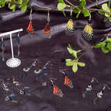 DIY Butterffly Wing Dangle Earring Making Kits, Including Wing & Moon & Star Alloy & Acrylic & 304 Stainless Steel & Resin Pendants, Glass Beads, Brass Earring Hooks & Cable Chain, Mixed Color