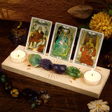 Carved Wood Candle Holders, Wooden Card Stand for Tarot, Witch Divination Tools, Rectangle, Eye Pattern, 24x8.5x1.5cm