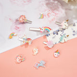 Opaque Resin Cabochons, Unicorn & Unicorn with Rainbow & Stars Rainbow & Rainbow, Mixed Color, 80pcs/set