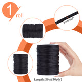 Polyester Cord, for Knitting Chinese Knots, Black, 3mm, about 54.68 Yards(50m)/Roll