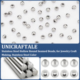 1000Pcs 304 Stainless Steel Hollow Round Seamed Beads, for Jewelry Craft Making, Stainless Steel Color, 4x4mm, Hole: 1.5mm