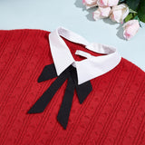 2Pcs 2 Colors Polyester Detachable Blouse False Collar, Bowknot Bib Stand Collar Choker Necklace, Mixed Color, 450x60~90x3mm, 1pc/color