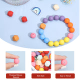 18 Style Food Grade Eco-Friendly Silicone Beads, Chewing Beads For Teethers, DIY Nursing Necklaces Making, Octagon & Round & Rainbow, Mixed Color, 14~18x14~25x9~15mm, Hole: 2~3mm, 66pcs/box