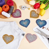 6Pcs 3 Colors Heart Hotfix Rhinestone, Costume Accessories, Sewing Craft Decoration, Mixed Color, 61x70x2.5mm, 2pcs/color