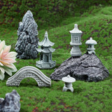 5Pcs 5 Style Chinese Pagoda Statue Stone Miniature Ornament, Decorations for Dollhouse, Home Decoratons, Gainsboro, 22~70x17~35x28.5~73.5mm, 1pc/style