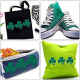 Saint Patrick's Day Iron on Shamrock Cloth Patches, Embroidery Appliques, Sewing Craft Decoration, Green, 77x72x1.5mm