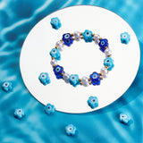 Handmade Evil Eye Lampwork Beads, Flower, Light Blue, 11x12x6mm, Hole: 1.6mm, about 33pcs/strand, 14.57''(37cm), 1strand/box