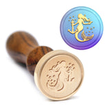 Brass Wax Seal Stamp with Handle, for DIY Scrapbooking, Mermaid Pattern, 89x30mm