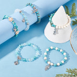 DIY Ocean Theme Bracelet Making Kit, Alloy Starfish & Shell & Sea Horse Pendants, Synthetic Turquoise Turtle & Magnesite & Glass & Alloy Beads, Turquoise