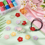 100Pcs 5 Colors Two Tone Polyester Knitted Ornament Accessories, for DIY Sewing Crafts, Flower, Mixed Color, 25~26x26~27x2mm, 20pcs/color