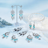 DIY Chandelier Earring Making Kit, Including Star & Moon & Fairy & Tree & Sun Alloy Pendants & Link Connectors, Synthetic Turquoise Beads, Brass Earring Hooks, Antique Silver & Platinum, 254Pcs/box
