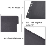 5 Sheets A4 Paper Binder Dividers, 11-Hole Index Page Tab for Planner & Notebook & Loose Leaf Binders, Rectangle, Black, 298x221x0.2mm, Hole: 6mm