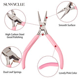 45# Carbon Steel Jewelry Plier Sets, Polishing, Pink, 10.25~12.6x8.2~8.35x0.8~0.85cm, 3pcs/set