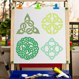 PET Plastic Hollow Out Drawing Painting Stencils Templates, Square, Knot Pattern, 300x300mm