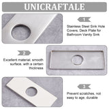 304 Stainless Steel Sink Hole Covers, Deck Plate for Bathroom Vanity Sink, 3-to-1 Kitch Faucet Escutcheon Plate, Rectangle, Stainless Steel Color, 66x160x6mm, Hole: 34.5mm