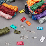 DIY Bracelet Making Kits, with 7 Strand Core Parachute Cords, Plastic Adjustable Quick Side Release Buckles, Alloy Pendants & Link, Mixed Color, Cords: 4mm, 3m/bundle, 18bundles/set