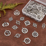 DIY Findings Kits, Including Tibetan Style Alloy Links & Pendants, Chakra Theme, Antique Silver, 84pcs/set