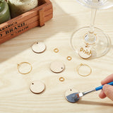 DIY Flat Round Wine Glass Charm Tags Making Kit, Including Brass 20Pcs Wine Glass Charm Rings & 30Pcs Jump Rings, 20Pcs Wood Pendants, Antique White, 70pcs/box