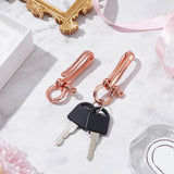 2Pcs Brass Shackle Clasps with Brass S Hook Clasps, Car Keychain for Men Wallet Chain Accessory, Rose Gold, 65x25x15mm, Hole: 3mm