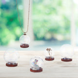 6 Sets 3 Style Glass Dome Cover, Decorative Display Case, Cloche Bell Jar Terrarium with Wood Base, and 10Pcs 2 Color Plastic Bead Cap Pendant Bails, Mixed Color, Jar: 30.5~40x35~44mm, Bail: 7x10mm, Hole: 2mm