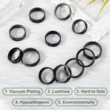 12Pcs 6 Style Stainless Steel Grooved Finger Ring Settings, Ring Core Blank, for Inlay Ring Jewelry Making, Gunmetal, Inner Diameter: 17~22mm, 2pcs/style