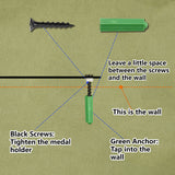 Sports Theme Iron Medal Hanger Holder Display Wall Rack, 3-Line, with Screws, Mountain, 130x290mm, Hole: 5mm