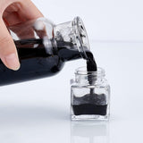 Glass Fountain Pen Ink Bottle, with ABS Plastic Bottle Cap, Mini Transparent Plastic Funnel Hopper, 2ml Disposable Plastic Dropper, Cuboid, Clear, 3.85x3.85x5.05cm, Capacity: 30ml, 22pcs/box