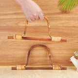 2Pcs Wood & Bamboo Bag Handles, D-shape, for Handbag Replacement Accessories, Goldenrod, 280x135x10~16mm, 2pcs/set