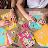 DIY Teachers' Day Theme Envelope & Card Kids Craft Kits, including Envelope, Paperboard and Rectangle Konfetti, Silk Ribbon, Rhinestone and Paper Accessories, Mixed Color, 180x125x0.4mm