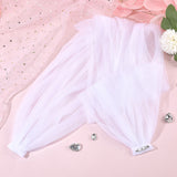 Detachable Polyester Bridal Lace Shawls, Bolero Shrug Shawl, Wedding Floral Lace Cape, with Iron Clip, White, 1080x50~52mm