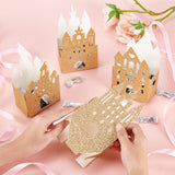 Castle Shape Paper Glitter Candy Boxes, for Wedding Party Gift Box, Gold, 8.9x5x14.7cm, 12pcs/set
