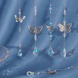 Butterfly Suncatcher Making Kit for Hanging Pendant Ornament, Including Teardrop & Round Glass Pendants & Beads, Brass Pendant & Cable Chains, 304 Stainless Steel S Hook Findings, Mixed Color, 22x12.5x12.5mm, Hole: 1.2mm