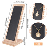 Bamboo Wood Jewelry Collection Necklace Display Stand, with Leather, Rectangle, Black, 26.5x10x9.5cm