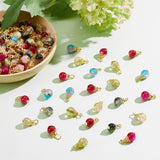 150Pcs Crackle Glass Pendants, with Iron Findings, Round, Mixed Color, 15~15.5x8mm, Hole: 2.5mm