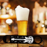 201 Stainless Steel Bottle Opener, with PU Leather Cord, Rectangle, Guitar, 178x38x2mm