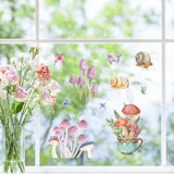 8 Sheets 8 Styles PVC Waterproof Wall Stickers, Self-Adhesive Decals, for Window or Stairway Home Decoration, Rectangle, Mushroom, 200x145mm, about 1 sheets/style