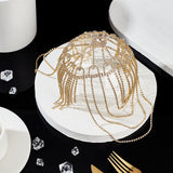 Rhinestone Mesh Headpiece Cap, Alloy Head Chain Bridal Party Hair Accessories for Women Girls, Golden, 300x320~380x6.5mm