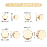 80Pcs 4 Style Rack Plating Brass Spacer Beads, Flat Round, Real 14K Gold Plated, 20pcs/style